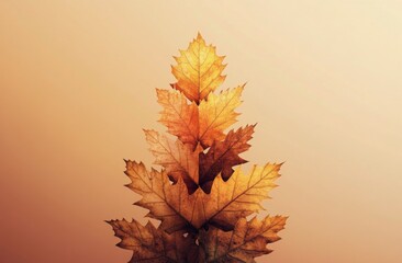 Poster - Golden autumn leaves resting against a vibrant yellow backdrop during the fall season