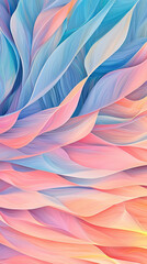 Sticker - Abstract art with flowing lines in shades of pink and blue.