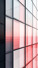 Canvas Print - Red and white glass panels on a modern building.