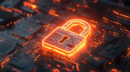 Poster - A glowing padlock icon on a virtual interface, representing personal information security and secure identity verification systems.