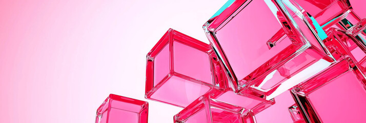 Poster - Pink glass cubes in abstract arrangement.