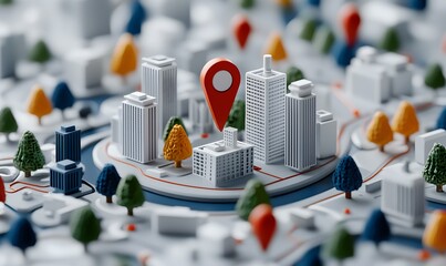 Poster - Vibrant Illustrated Map, a detailed map featuring colorful markers highlighting various locations and points of interest, engaging and informative design