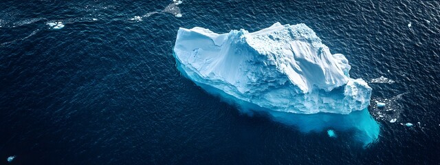 Wall Mural - an aerial view of an iceberg floating in the water, showcasing its massive size and intricate detail