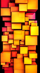 Wall Mural - Abstract geometric pattern with glossy orange and red cubes.