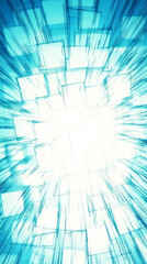 Poster - Abstract blue and white geometric pattern with a bright light source in the center.