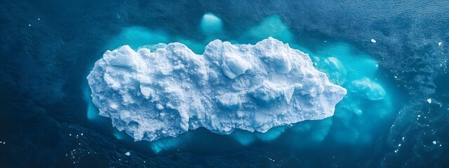 Wall Mural - an aerial view of an iceberg floating in the water, showcasing its massive size and intricate detail