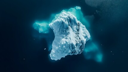 Wall Mural - an aerial view of an iceberg floating in the water, showcasing its massive size and intricate detail
