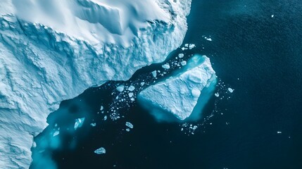 Wall Mural - an aerial view of an iceberg floating in the water, showcasing its massive size and intricate detail