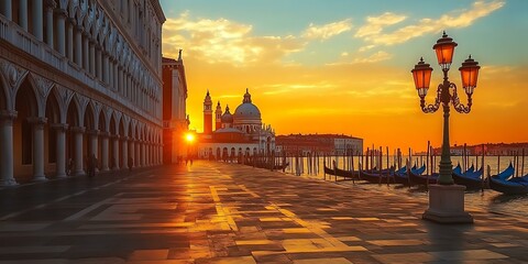 Poster - Golden Sunset over the Grand Canal Venice Italy