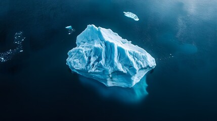 Wall Mural - an aerial view of an iceberg floating in the water, showcasing its massive size and intricate detail