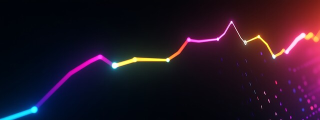 Aufkleber - Abstract Neon Line Graph with Glowing Points