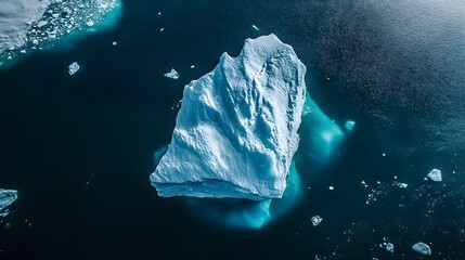 Wall Mural - an aerial view of an iceberg floating in the water, showcasing its massive size and intricate detail