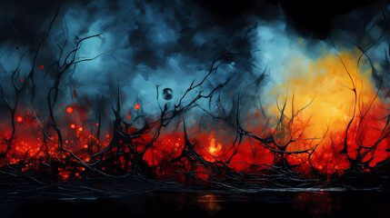 Halloween, scary, terrifying, October, autumn, Background Concept, artwork and digital art, wallpaper, generative AI,	