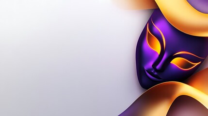 Purple and Gold Venetian Mask with Abstract Swirls