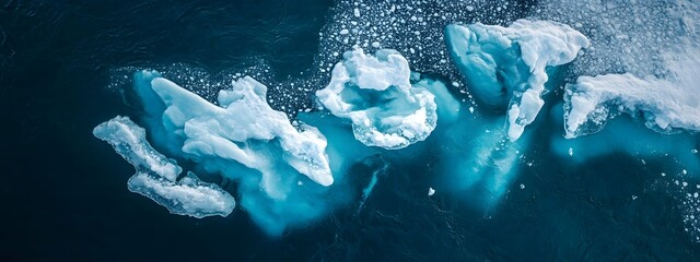 Wall Mural - an aerial view of an iceberg floating in the water, showcasing its massive size and intricate detail