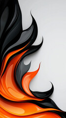 Wall Mural - Abstract black and orange wave pattern.