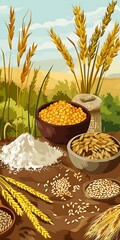 Wheat Flour Grains Illustration