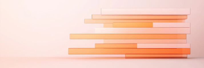 Poster - Abstract geometric shapes in shades of orange and pink.