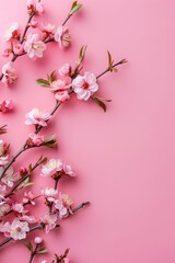 Poster - Pink Flowers Background With Spring Blossoms