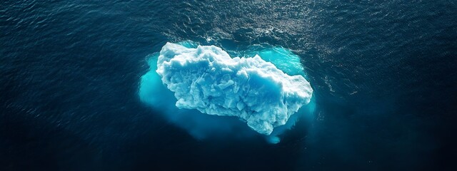 Wall Mural - an aerial view of an iceberg floating in the water, showcasing its massive size and intricate detail