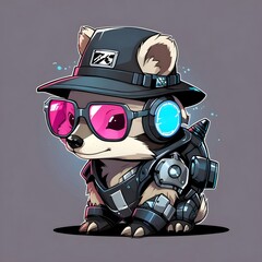 Sticker - Cool Raccoon Character Illustration