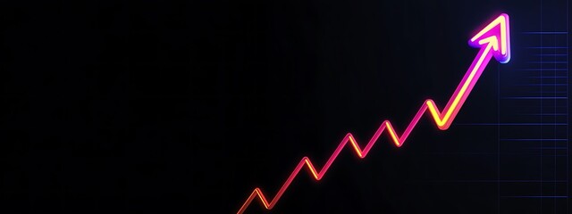 Aufkleber - Neon Pink and Yellow Arrow Ascending a Graph