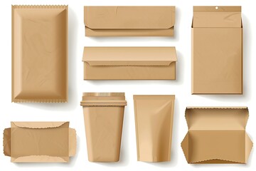 collection of various cardboard boxes on white background. each one is shot separately