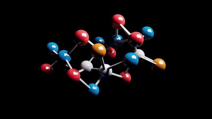 Poster - A molecular model with chemical bonds highlighted, representing complex organic chemistry structures.
