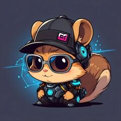 Sticker - Cool  Chipmunk wearing Sunglasses