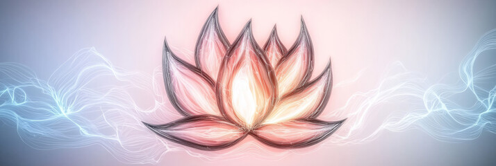 Wall Mural - A glowing lotus flower, a symbol of peace and purity.