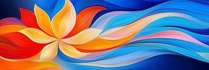 Wall Mural - Abstract flower design with vibrant colors.