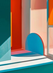 Poster - Colorful Abstract Geometric Shapes With Shadow Indoor