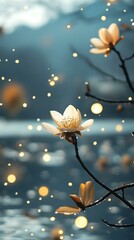 Poster - White Flower with Bokeh Background