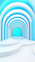 Wall Mural - Abstract archway with white and blue colors.