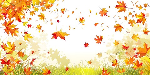 Wall Mural - Autumn Leaves Falling Background