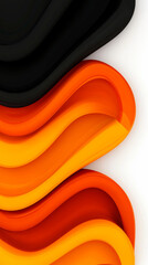 Wall Mural - Abstract orange and black waves on a white background.