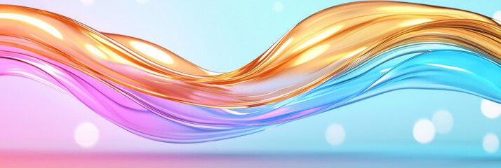 Canvas Print - Abstract liquid wave in blue, pink, and gold.