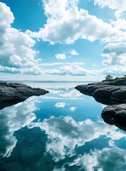 Canvas Print - Reflected Clouds in a Still Pool of Water