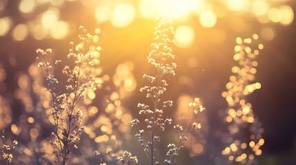 Poster - Golden Hour Meadow Grass Sunlit