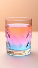 Wall Mural - A glass of colorful liquid with a pink, orange, and blue gradient.