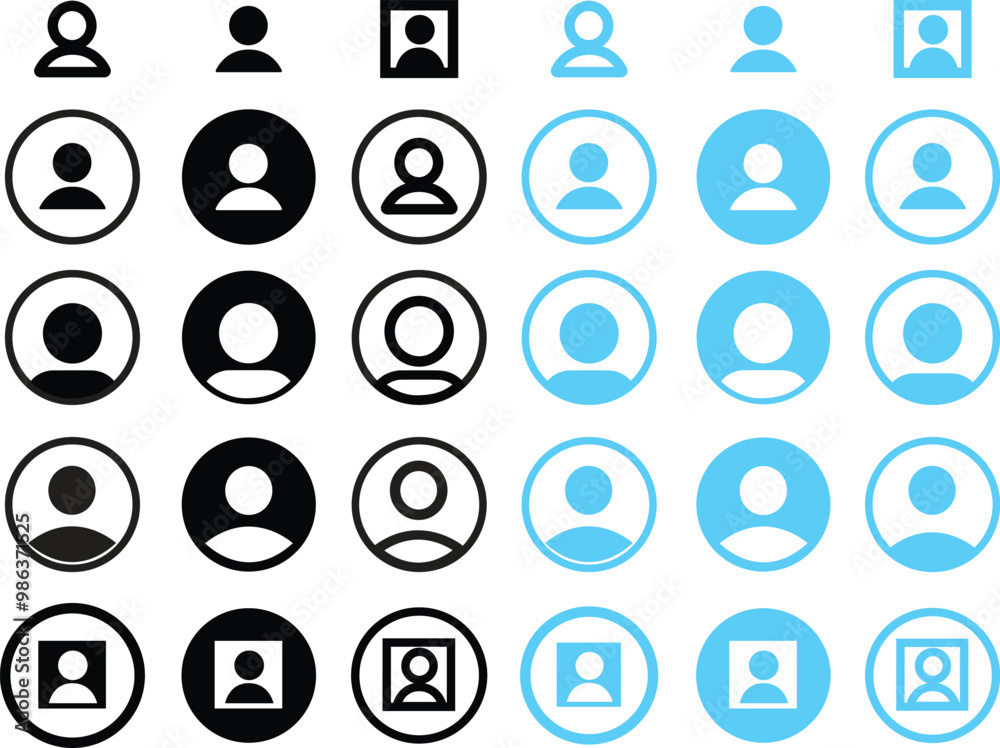 Profile user icons set. Person profile avatar with account symbols ...