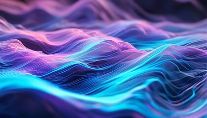 Wall Mural - Flowing undulations of light purple and blue energy waves