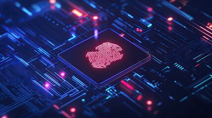 Poster - A secure digital interface showing a fingerprint scan, symbolizing personal information protection and identity verification.