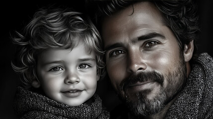 Wall Mural - A father and his young son share a loving glance.