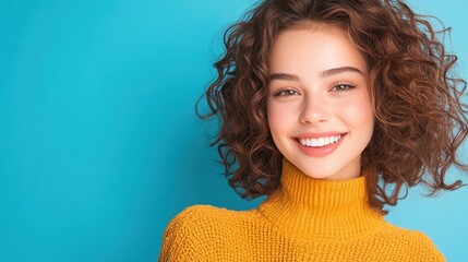 Poster - A woman smiling confidently, looking determined and ready to overcome any challenge.