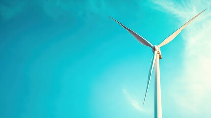 Wall Mural - A close up of a wind turbine gracefully spinning in the wind, highlighting the efficiency of wind energy.