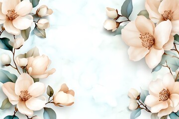 Wall Mural - A watercolor floral background, with soft flowers blooming in light pastel colors, creating a delicate, feminine feel