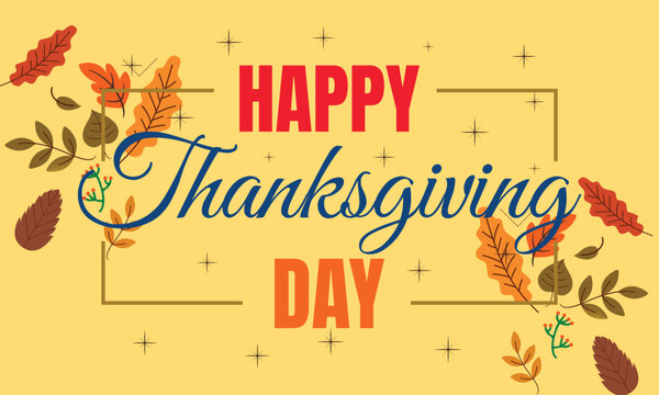 Happy Thanksgiving calligraphic text Vector illustration template.greeting cards lettering background with leafs.6