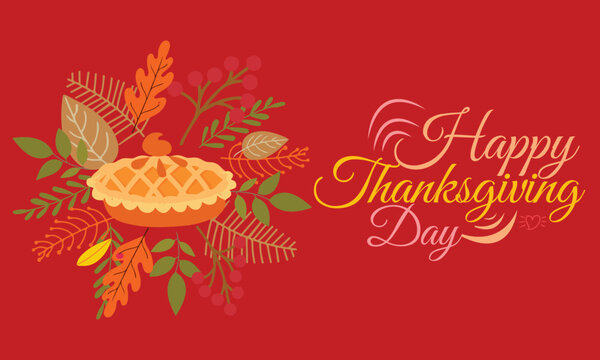 Happy Thanksgiving calligraphic text Vector illustration template.greeting cards lettering background with leafs.10