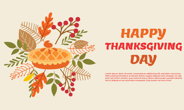 Happy Thanksgiving calligraphic text Vector illustration template.greeting cards lettering background with leafs.9